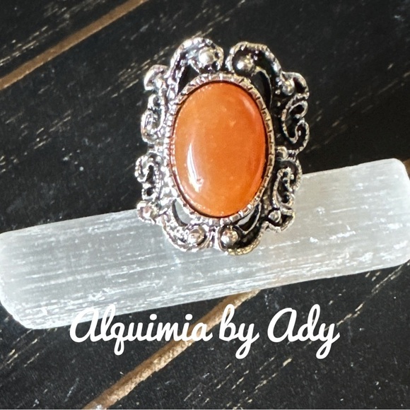 Alquimia Orange Silver Ring adjustable carnelian - Picture 1 of 1